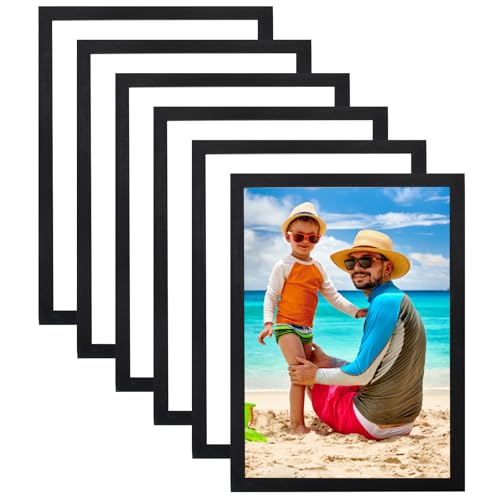 6 Piezas Marco Magnético A4, Marcos Magnéticos Autoadhesivos Plegables con Cierre Magnético Marcos de Imágenesporta Hojas de Bolsillo para Marcos Informativos, Marco Magnético Autoadhesivo (Negro)