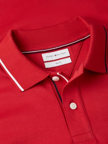 Image of Tommy Hilfiger Men's Short Sleeve Casual Polo Shirts in Slim Fit with Liquid Cotton and Cuff Designs