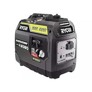RYOBI 2050 Starting Watt Gray Recoil Start Gasoline Powered Digital Inverter Generator with CO Shutdown