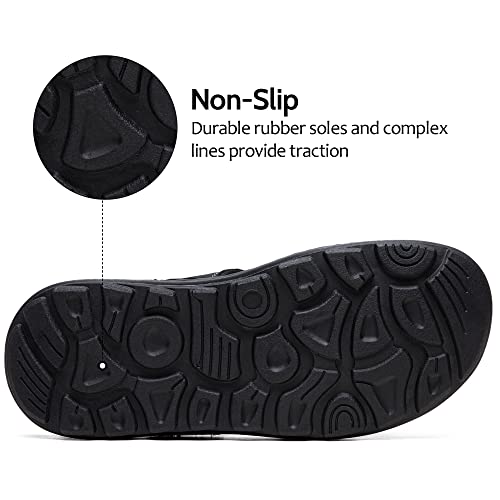 Jousen Sandals For Men Leather Arch Support Mens Sandals Outdoor Mens Beach Slide Sandals(Amy2005A Black 11) #TOP6