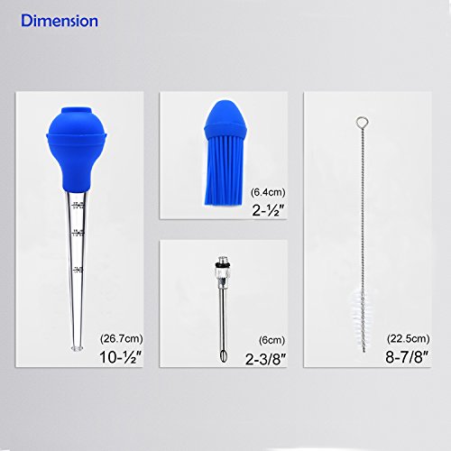 2 Pcs Kaycrown Turkey Baster For Cooking Commercial Grade Quality Silicone Bulb Including Meat Arinade Injector Needle With Barbecue Basting Brush And Cleaning Brush For Easy Clean Up #TOP7
