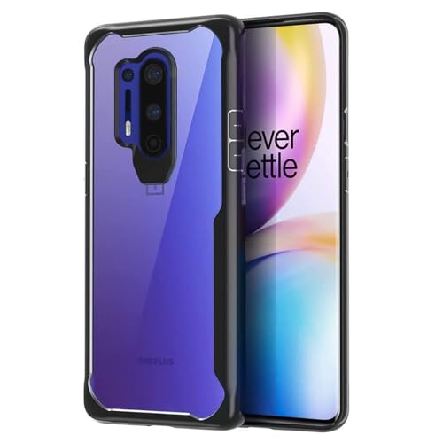 Image of WOW IMAGINE Shock Proof Clear Protective Back Case for OnePlus 8 Pro - AirEDGE Technology | 360 Degree Camera Protection | Transparent Hybrid Back Case Mobile Cover for OnePlus 8 Pro - Black