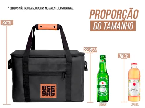 Kit Caixa Térmica e Bolsa de Vinho Cooler Wine Impermeável Sacola de Bebida Couro Alça Transversal