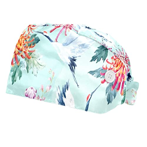 Chapeaux de travail grue aquarelle couvre-chef unisexe casquette cuisine médicale