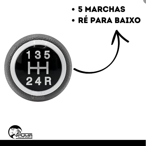 Manopla Bola de Câmbio Novo Palio 2012 13 14 15 - Cinza - Anel Prata