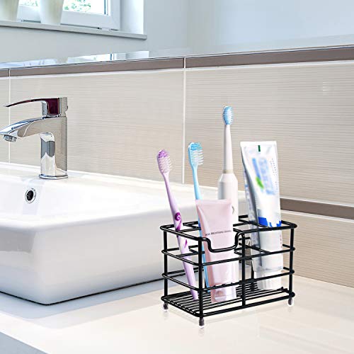 HYRIXDIRECT Toothbrush Holders for Bathrooms Stainless Steel Rustproof Electric Toothbrush Holder Toothpaste Organizer Tooth Brush Storage Stand