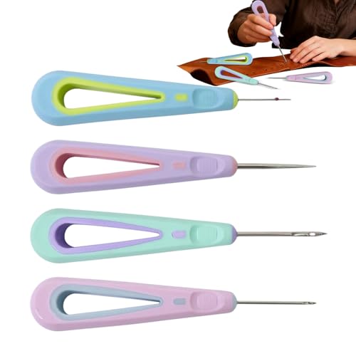 Lezna Para Coser Cuero | Juego De 4 Herramientas Desgarradoras Para Costura,Kit De Lezna Con Gancho,Para Principiantes En Bordado Costura Y Manualidades