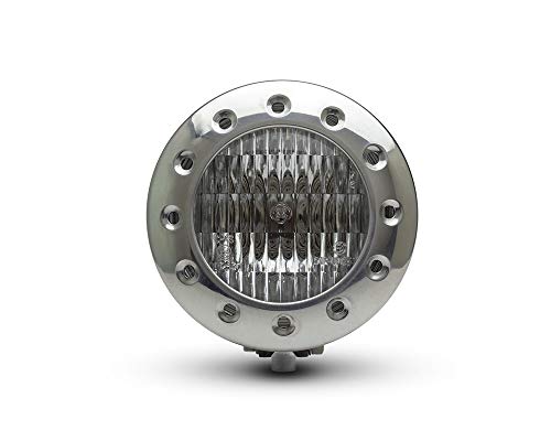 Motorbike 5" Headlight 12V 35W - Black Alloy With Drilled Bezel For Custom Retro Vintage Style Project Bike