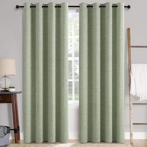 MIULEE Linen Texture Curtains for Bedroom Solid 100% Blackout The...