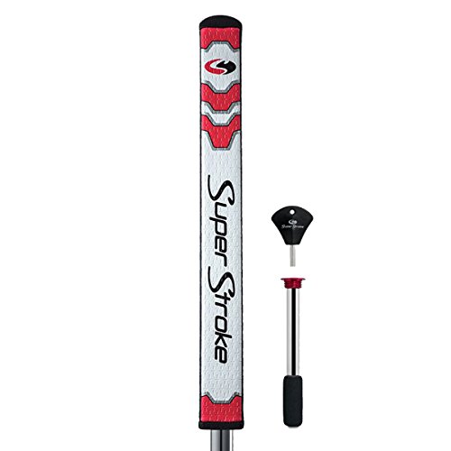 SuperStroke CounterCore Flatso Golf Putter Grip White/Red (Flatso 1.0) | Consistent and Reliable Putting Stroke | Reduces Face Angle Rotation | Adjustable Weight System | Unique Parallel Design