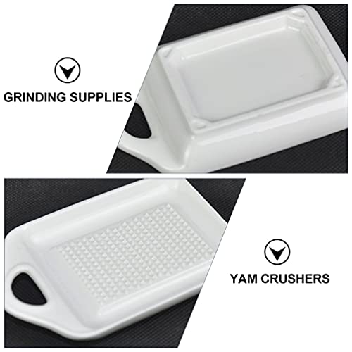 Yardwe 2Pcs Ceramic Grater Plate For Ginger Garlic Onion Cheese Lemon Chocolate Vegetables And Fruits For Kitchen Porcelain Utensil Spoon Rest #TOP4