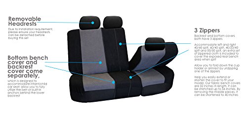 FH Group Full Set 3D Air Mesh Car Seat Covers - Universal Fit, Low Back Front Seat Covers, Airbag Compatible, Split Bench Rear Seat, Washable Seat Cover for SUV, Sedan Gray - Thumbnail 7