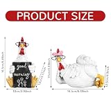 Wesiti 2 Pack Rustic Rooster and Chicken Resin Statue Set Good Morning Chicken Figurine Farmhouse Resin Decor for Home Office Desktop Bookshelf Festival Gift