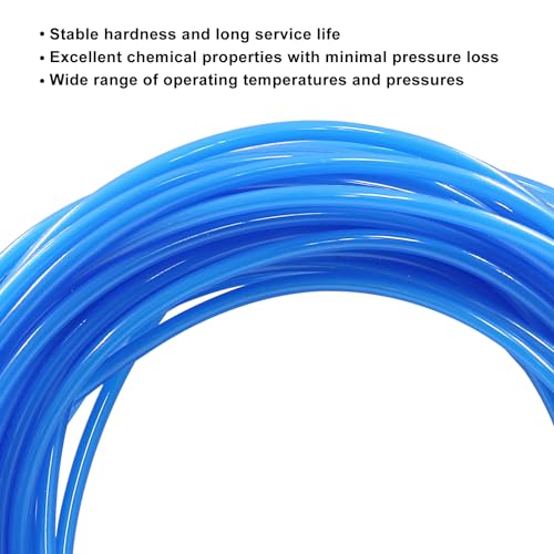 Coufce Pneumatic Tubing Pipe 1/8\" OD PU Polyurethane Air Line Blue Nylon Air Brake Hose 32.8 FT