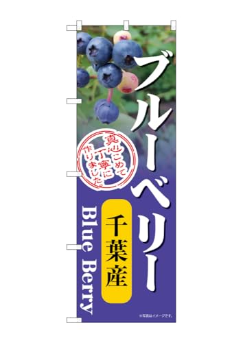 のぼり のぼり旗 ブルーベリー 千葉産 54989 W60×H180cm 1枚 ぶるーべりー ヨーグルト 無農薬 健康 おいしい オーガニック 無人販売書 直売所 三方三巻 ポンジ【受注生産品】