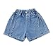 Girls Shorts Casual Wide Leg Elastic Waist Denim Short Pants for Kids Fashion Cute Bow Washed Jeans (Blue, 12-13 Years)