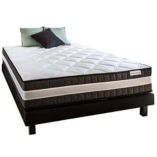 Ensemble Matelas Ressorts ensachés + sommier 140x190 Spring Luxe Hbedding - Mousse Haute densité et Ressorts ensachés Cover
