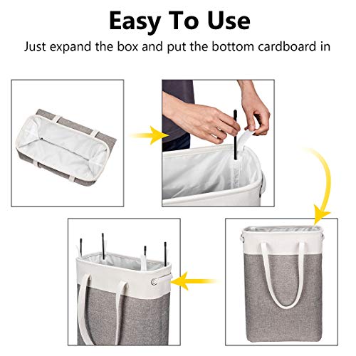 I Bkgoo Laundry Basket With Handles White&Grey Coffee-Slim Laundry Bin Collapsible Dirty Clothes Basket Narrow Laundry Bag Foldable Dirty Hamper For Camping, Dorms, Apartments #TOP4