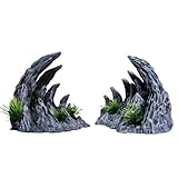 Garvee Aquarium Deko Felsen Höhle – Resin Stein Gestein Landschaft, 17 * 16 * 11 cm Großes 2-Teil-Set – Versteck Hohlraum Für Fische, Aquarium Becken Deko