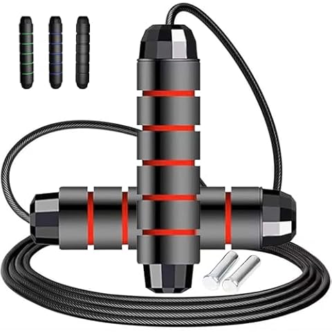 Adjustable Weighted Jump Rope, 9ft Long Tangle-Free Rapid Speed Jumprope for Fitness Exercise Workout Home Gym Double Dutch Crossfit, Battle Skipping Jumping Rope for Women Kid Men Girl Tall Boy Cover
