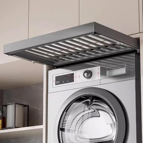 Extendable Drying Rack for Closet & Laundry Room – Space-Saving Aluminum Alloy Pants Organizer Drawer, Adjustable Length Shelf for Washing Machines & Wardrobes