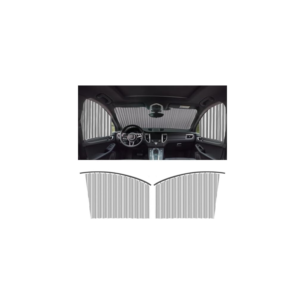 Antson 4pcs Universal Fit Magnetic Car Side Window Curtains, Foldable Car Window Privacy Curtains Sunshade Side Magnet Pleated Car Window Curtain - Removable - Keeps Cooler Screen for Baby (Grey)