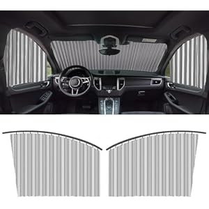 Antson 4pcs Universal Fit Magnetic Car Side Window Curtains, Foldable Car Window Privacy Curtains Sunshade Side Magnet Pleated Car Window Curtain - Removable - Keeps Cooler Screen for Baby (Grey) 9 Antson 4pcs Universal Fit Magnetic Car Side Window Curtains, Foldable Car Window Privacy Curtains Sunshade Side Magnet Pleated Car Window Curtain - Removable - Keeps Cooler Screen for Baby (Grey)