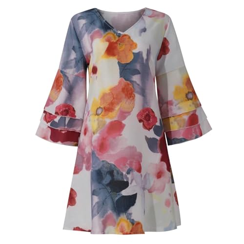 Robe femme fluide coupe trapèze à imprimé floral chic - 3