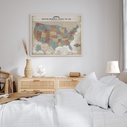Image of DECORARTS - Vintage Soft Pastel USA Map Canvas Wall Art, United States Maps for Wall, Hand-Stretched Giclee Print, Living Room Bedroom Office Home Decor, Ready to Hang, Handcrafted in USA, 20x16''