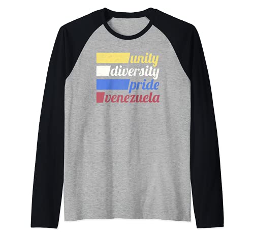 Trendy Venezuela Unity Raglan Baseball Tee, Black
