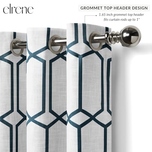 Threadmade Kaiden Geometric Room Darkening Window Curtain, Indigo - 52" W x 84" L - image 2