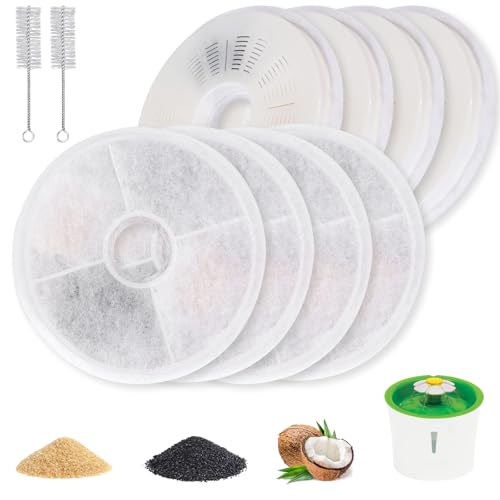 8 Filtres Fontaine à Eau pour Chat – Filtre pour Fontaine à Chat 3L, filtre fontaine eau chat, Compatible Fontaine Fleur Fourni avec 2 brosses de nettoyage