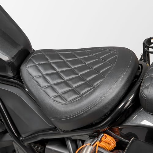 Motorcycle Leather Rider Solo Seat Saddle Cushion Pad Compatible with Rebel CMX CM 1100 CMX1100 CM1100 2021 2022 2023 2024 2025 Front Driver Pressure Relief Soft Pillion, Black