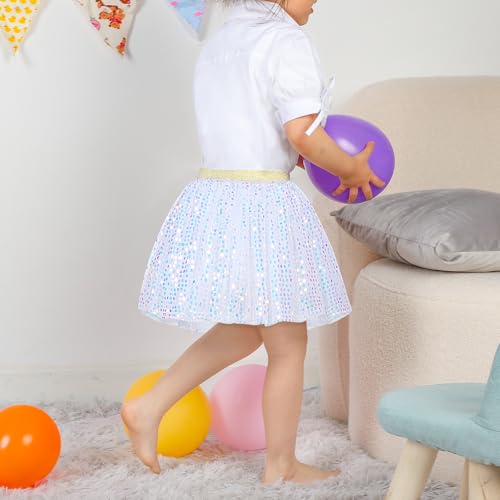 Image of KEREDA Toddler Girls Layered Tutu Skirt Sparkling Sequin Tulle Dance Skirts