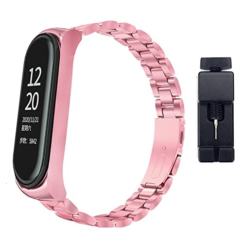 Relojes For MI BAND 6 MI BAND5 METAL RELOJ DE METAL BANDA MI BANDA DE ACERO INOXIDABLE MI BAND 4 3 MERCA DE RELOJ ACCESORIOS Pulseras CYTSH (Band Color : Pink, Band Width : Mi band 5 6 strap) Cover