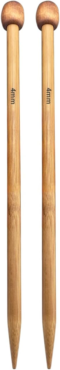 Weabetfu Bamboo Knitting Needle Straight Single Pointed 10-inch Length Knitting Needles for Handmade DIY Knitting,US Size 6(4mm)
