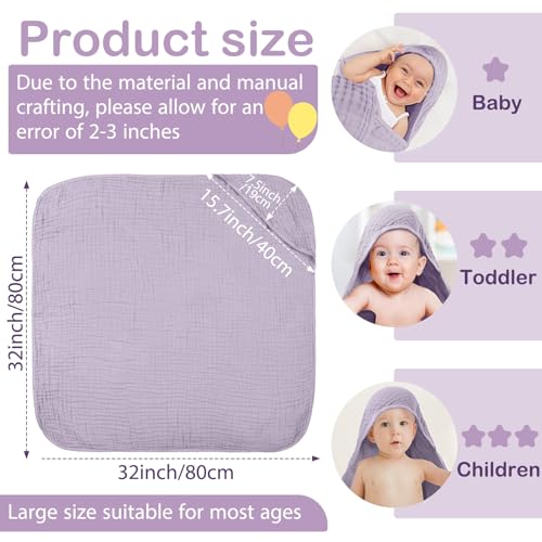 Image of Peryiter 4 Pcs Muslin Hooded Baby Towels, 32 inchx 32 inch Cotton Newborn Bath Towel Muslin Infant Baby Blankets Absorbent Unisex Newborn Registry Gift Essentials for Girls Boys (Boho Colors)