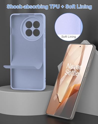 Image of DIZORO Compatible with OnePlus 13R 5G Back Cover with Upgraded Square Edges for Camera Protection Shockproof Flexible Matte Liquid Silicone Mobile Phone Case (OG Lavender Grey)