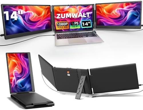 ZUMWALT Laptop Screen Extender, 14" Triple Portable Monitor for L...