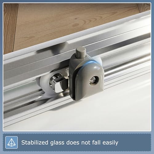 Image of SUNNY SHOWER Corner Shower Glass Door 36 inch D x 36 inchW x 72 inchH, Double Sliding Glass Door with 2 Fixed Panels, 1 /4 inch Clear Tempered Glass Shower Door, Chrome Finished
