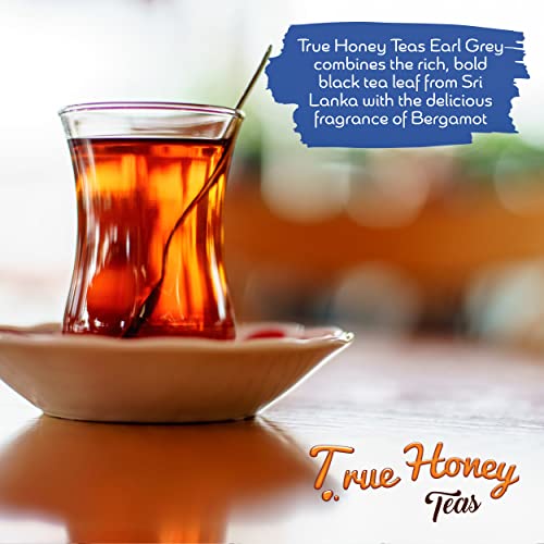 True Honey Earl Grey Tea Bags - Honey Crystals Blended In Every Sachet - Positive Immune Support - All Natural Organic Herbal Caffeinated Tea Bag 24 Count #TOP4