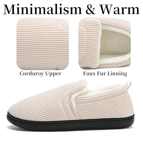 Mens Slippers for Women Slip on House Shoes Outdoor Indoor Warm House Slippers Closed Back Winter Slipper Corduroy3