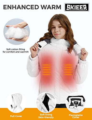Skieer Girls' Windproof Ski Jackets Winter Outdoor Coat Waterproof Snowboarding Raincoats White 8 #TOP4