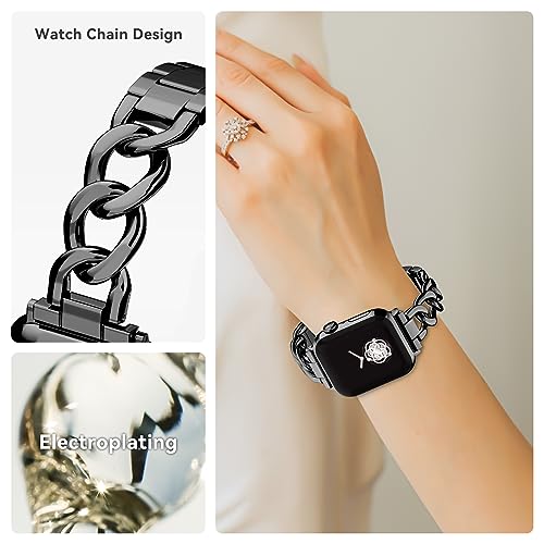 Image of Gold Watch Bands for Women Compatible with Apple Watch Band 38mm 40mm 41mm 42mm 44mm 45mm 46mm 49mm Adjustable Metal Band Cowboy Steel Chain Bracelet for iWatch Series1 /2 /3 /4 /5 /6 /7 /8 /9 /10 /11 /SE