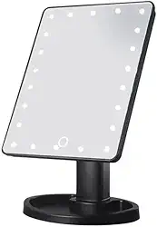 Espelho Articulado De Mesa Com Iluminação LED Para Maquiagem E Barbear (Preto)