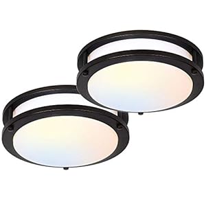 hykolity 13 inch Flush Mount LED Ceiling Light Fixture, 2700K/3000K/3500K/4000K/5000K Adjustable Ceiling Lights, Oil Rubbed Bronze Saturn Dimmable Lighting for Bathroom Kitchen, ETL Listed – 2 Pack