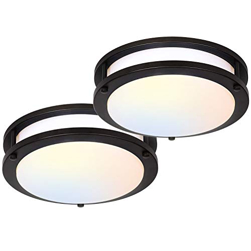 hykolity 13 inch Flush Mount LED Ceiling Light Fixture, 2700K/3000K/3500K/4000K/5000K Adjustable Ceiling Lights, Oil Rubbed Bronze Saturn Dimmable Lighting for Bathroom Kitchen, ETL Listed – 2 Pack