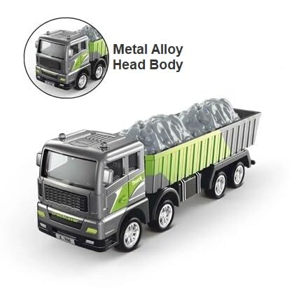 Image of Unbreakable Friction Power Dumper Construction Truck Die cast Alloy Model Engineering Excavator Toy for Kids Boys Girls Pull Back Vehicle