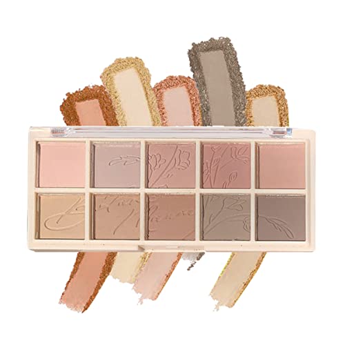 Aaiffey 10 Colors Eyeshadow Palette,Matte&Glitter Eye shadow Velvety Texture Nude Eyeshadow Highly Pigmented Eye shadow Shades Long Lasting Natural-Looking Eye Makeup Palette,06#