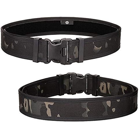 CamGo Adjustable Tactical Belt - Mens Quick Release Military Nylon Belt with Heavy Duty Buckle (Camo Black) Cover
